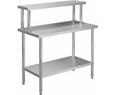 Youthup - Table de travail de cuisine avec étagère 120x60x120 cm Inox