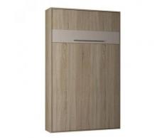 Armoire lit escamotable KOMPACT Ouverture assistée, coloris chêne couchage 140*200 cm.