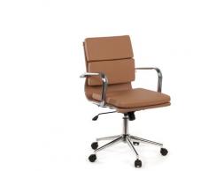 Chaise de bureau métallique à roulettes Fhöt Simili cuir Brun Praliné - Sklum