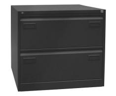 Bisley Classeur pour dossiers suspendus LIGHT, à 2 rangées, 2 tiroirs, format A4, noir | CDF2633