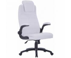 Chaise pivotante réglable avec accoudoir en cuir artificiel Blanc