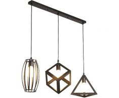 LUSTRE - SUSPENSION 3 Lumieres Lampe Cage Forme Diamant Lustre Vintage Industrielle Luminaire pour
