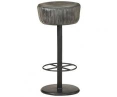 Youthup - Tabouret de bar Gris Cuir véritable