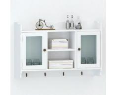 Vitrine murale avec etagere de Livre / DVD / Verre en MDF Blanc