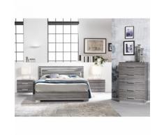 Betty - Ensemble Lit 140x200cm + 2 Chevets + Chiffonnier