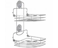 Feridras étagère d'angle pliante 2 plateaux chrome accessoire déco salle de bain