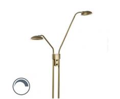Lampadaire Moderne en bronze avec lampe de lecture et LED - Eva Qazqa Moderne Luminaire avec