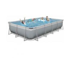 piscine hors sol rectangulaire 650x265 H125 kit et accessoires gris blanc Futura 650 - New Plast
