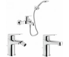 Ensemble de salle de bain complet avec mitigeur de lavabo, bidet et baignoire avec set de douche