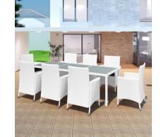 Salon de jardin 9 pcs Résine tressée Blanc-crème - True Deal