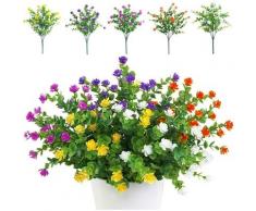 Triomphe - TRIOM Lot de 5 Bouquets de Fleurs Artificielles, Plantes de Verdure Résistantes aux UV