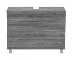 Meuble sous vasque 85 cm avec pieds décor chêne argenté