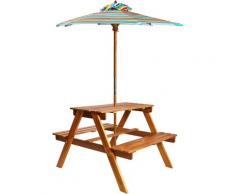 Table a pique-nique et parasol enfants 79x90x60cm Acacia solide