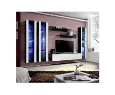 Meuble TV FLY C2 design, coloris noir et blanc brillant. Meuble suspendu moderne et tendance pour