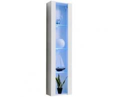 Design Ameublement - Armoire Murale Vitrine LED | 40 x 170 x 29cm | Blanc Finition brillante | 4