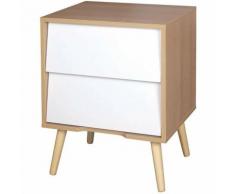 Cody - Chevet 2 Tiroirs Aspect Bois et Blanc