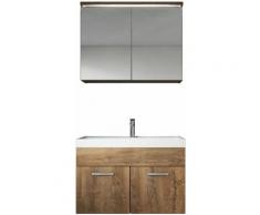 Meuble de salle de bain Paso 02 80x40cm lavabo Lefkas (marron) – Armoire de rangement miroir