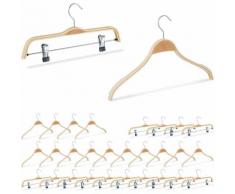 Cintres set de 30, 15 cintres pinces jupe pantalon 5 cintre veste chemises bois nature 360°