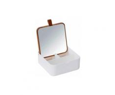 WENKO Boite rangement maquillage Bovisa, boite à bijoux avec Miroir, Plastique - Bambou, 4 x 5,5 x