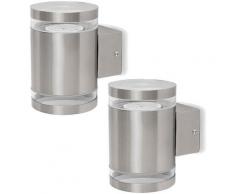 Ensemble de 2 appliques murales d'extérieur design LED façades argent jardin UP DOWN spots en acier