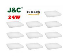 10×JNC Plafonnier LED 24W Lampe Carrée sur Plafond IP40 Éclairage pour Cuisine et Salle de Bain