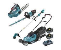Pack Makita Jardin: tondeuse 36V DLM432 + débroussailleuse 18V DUR192L + taille-haies DUH502 +