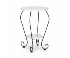 Blumfeldt Patras Flower Table d'appoint ronde guéridon 2 plateaux marbre blanc