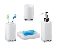 Accessoires salle de bain Set 4 pièces distributeur savon gobelet brosse à dent porte-savon