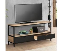 Meuble TV 2 tiroirs noirs BOSTON design industriel
