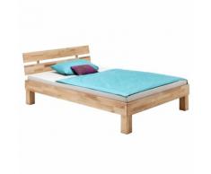 Lit double pour adulte LARA couchage queen size 160x190 cm, cadre de lit en hêtre massif naturel
