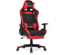 Chaise Gaming, Fauteuil de Bureau Gamer Ergonomique, avec Repose-Pied, Pivotant en Similicuir,Rouge