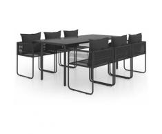 Youthup - Salon de jardin 7 pcs PVC Résine tressée Noir