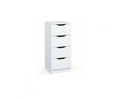 Chiffonnier 4 tiroirs bois mélaminé blanc Bakus