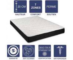 Literie Julien - Matelas Latex 80 Kg/m3 + Aertech+ 35 Kg/m3 + Alése 140x190 x 20 cm Ferme 7 Zones