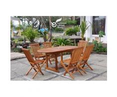 Lubok : Salon de jardin Teck huilé 6 personnes - Table ovale + 6 chaises