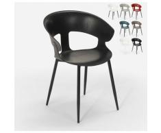 Chaise design moderne en métal polypropylène pour cuisine bar restaurant Evelyn | Noir