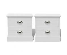 Table de nuit chevet commode armoire meuble chambre 2 pcs blanc