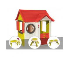 Cabane enfant My Neo House - Smoby + Table et 2 chaises + Tabouret + Banc
