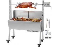 M-e - Grill Rotatif Barbecue Charbon électrique Bbq Rôtissoire Acier Inox - 60 Kg, 25 W, Pour un