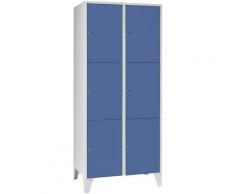 Wolf Vestiaire multicase - 2 compartiments, 6 casiers - largeur 800 mm, bleu pigeon - Coloris des
