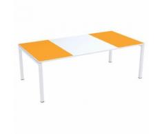 table réunion easy office 220x114cm p. blc plat. blc/orange,