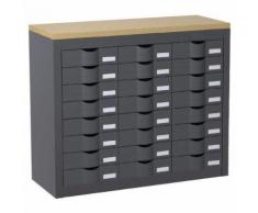 desserte de classement 24 tiroirs hauteur 75 cm anthracite,