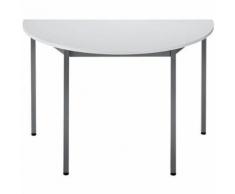 table de réunion en demi-cercle - manutan - plateau gris / pieds gris foncé,