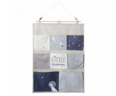 Rangement mural en coton gris, blanc et bleu 50x87