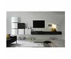 Ensemble meuble TV blanc laqué brillant et anthracite design FLORENT