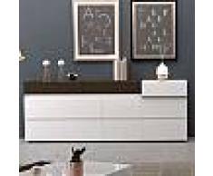 Enfilade 4 portes design blanche et grise laquée ELTON