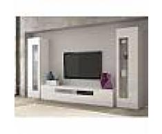 Ensemble meuble TV laqué blanc brillant design ROSALI