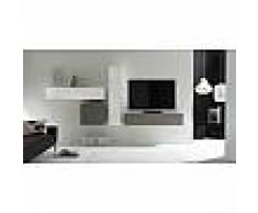 Ensemble meuble TV gris mat laqué et blanc brillant design SONIA