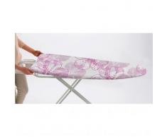 Housse repassage bi-extensible imprimée fleurs - rose
