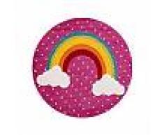 Tapis enfant noa_kids_rainbow Mauve ø 120 cm rond - Tapis pour chambre d'enfants/bébé